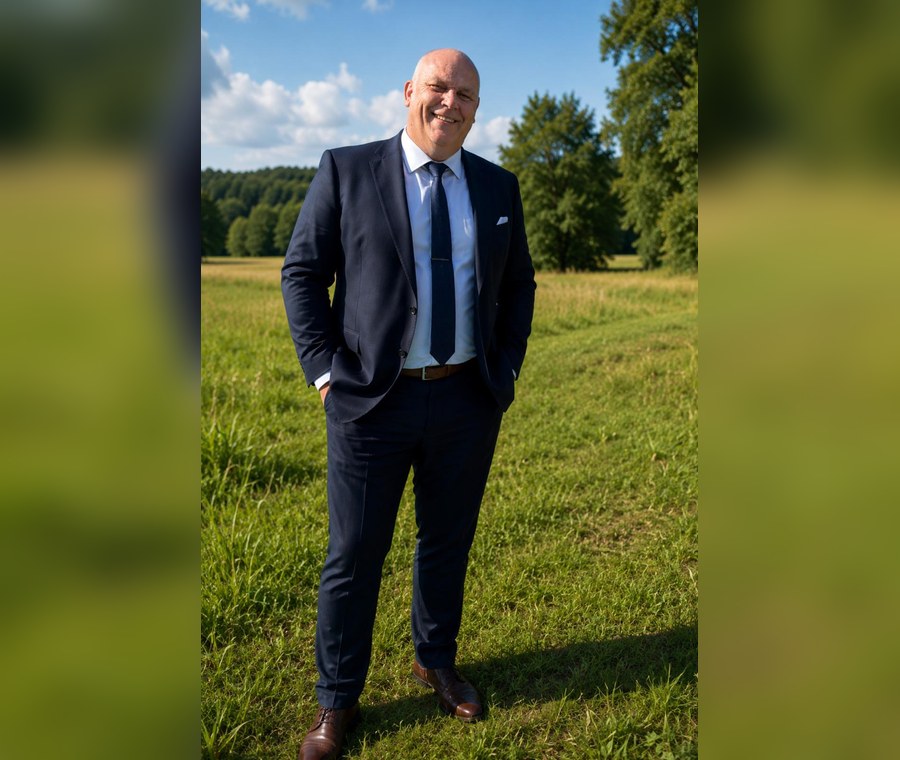 Dirk Greineisen auf einer Wiese am Waldrand
