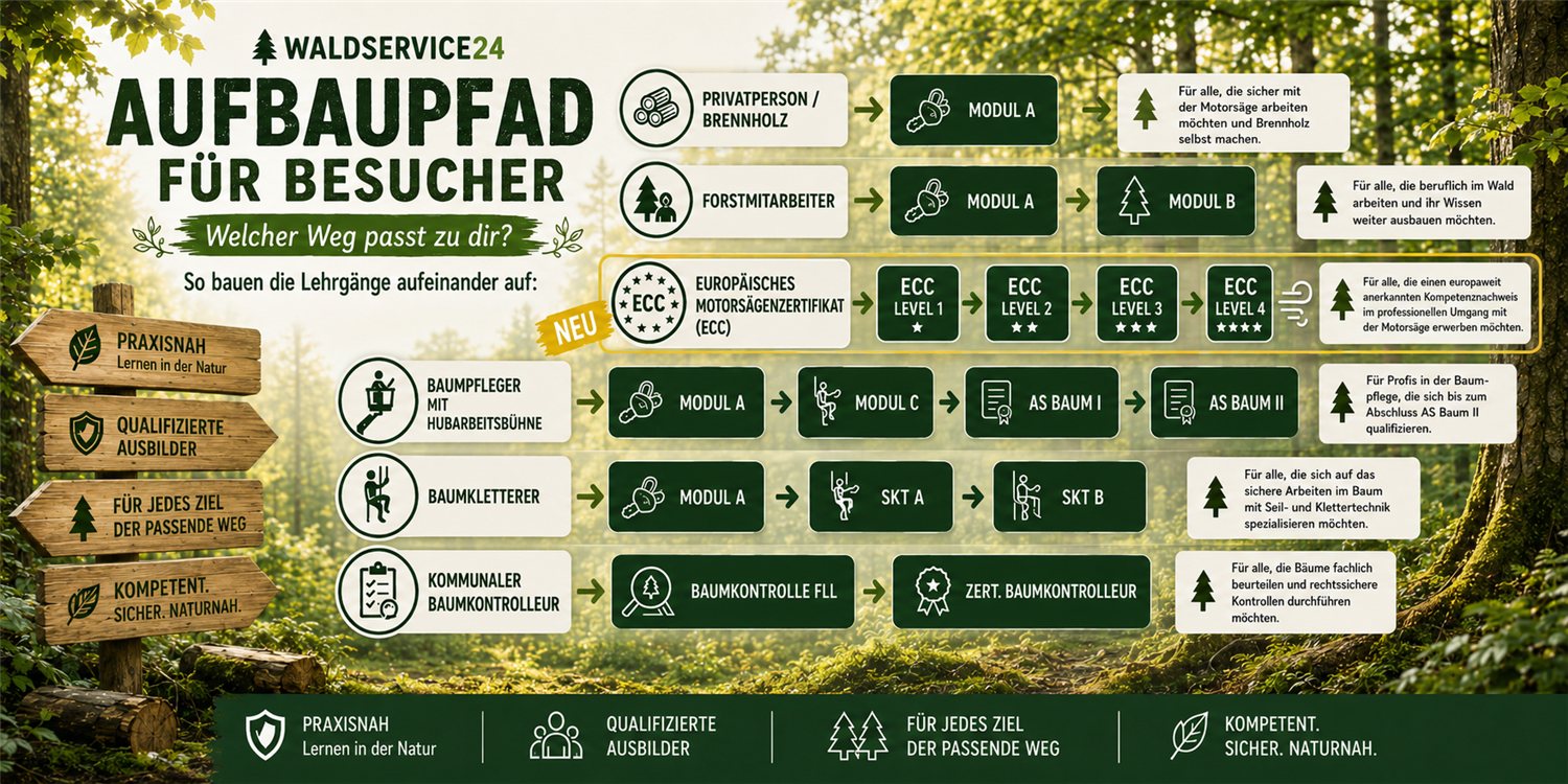 Aufbaupfad für Besucher — so bauen die Lehrgänge aufeinander auf